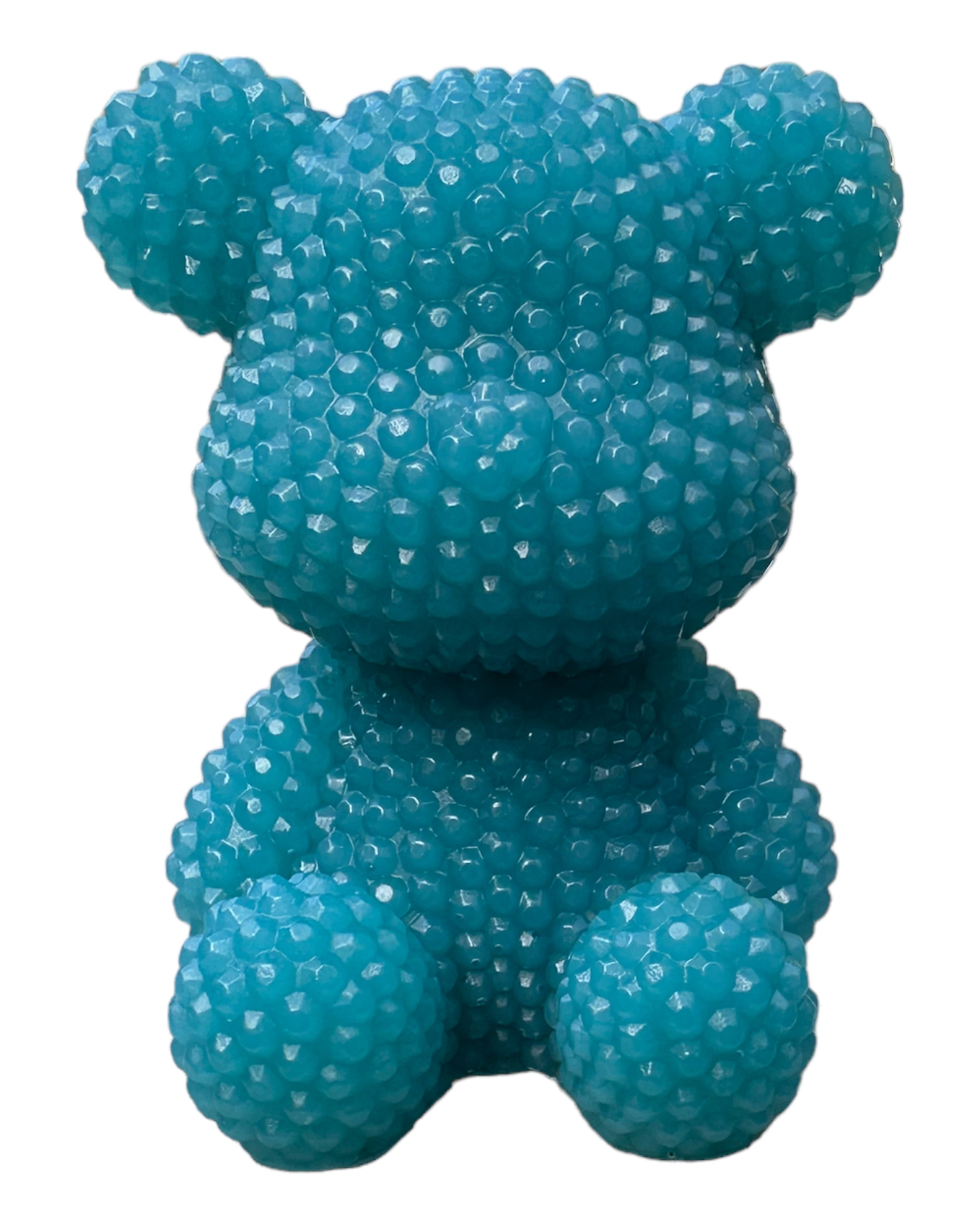 Ours Bubble Ted Bleu Sarcelle en résine époxy bleu-vert, figurine décorative texturée faite main.