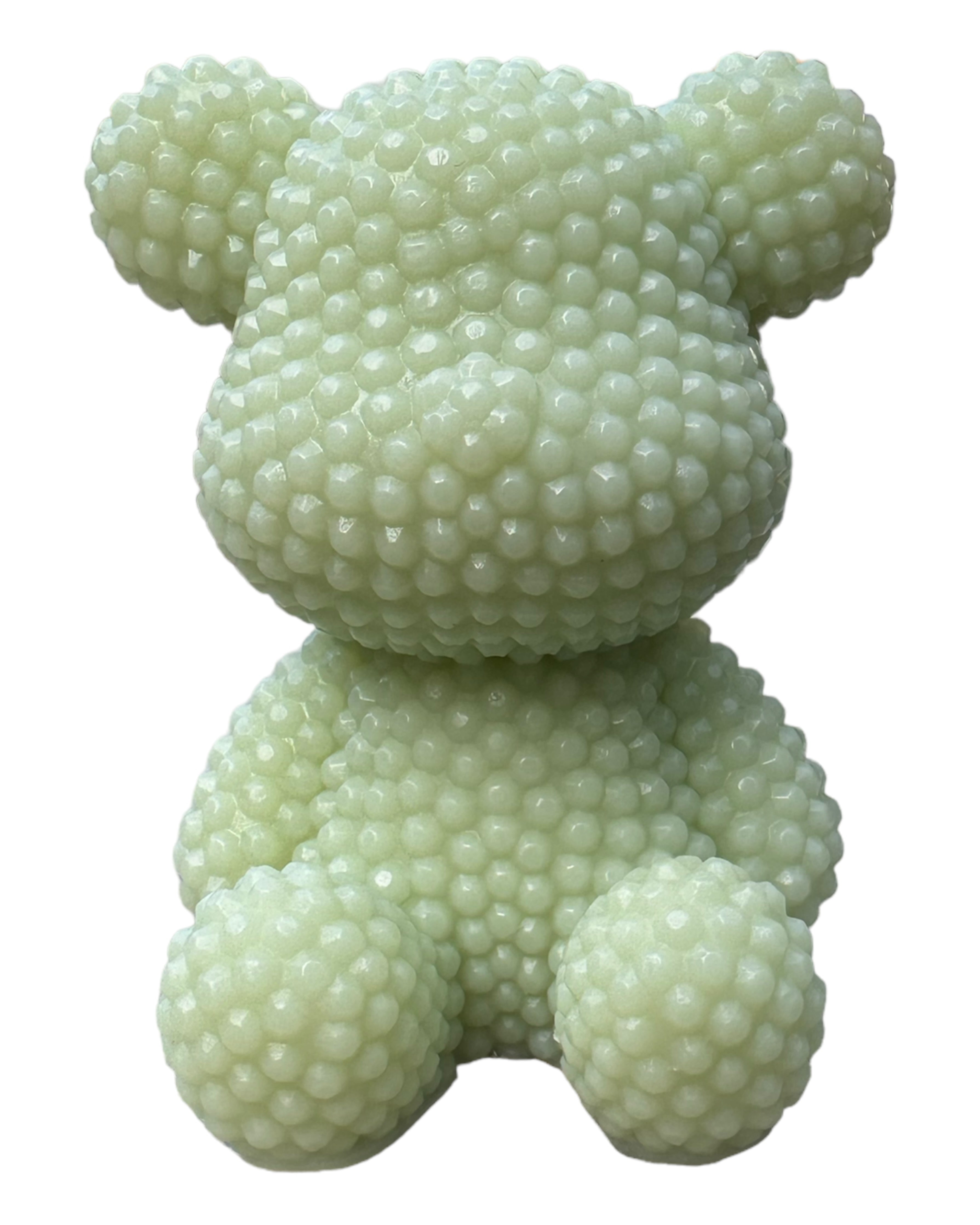Ours Bubble Ted Verveine en résine époxy verte, figurine décorative texturée faite main pour la maison.