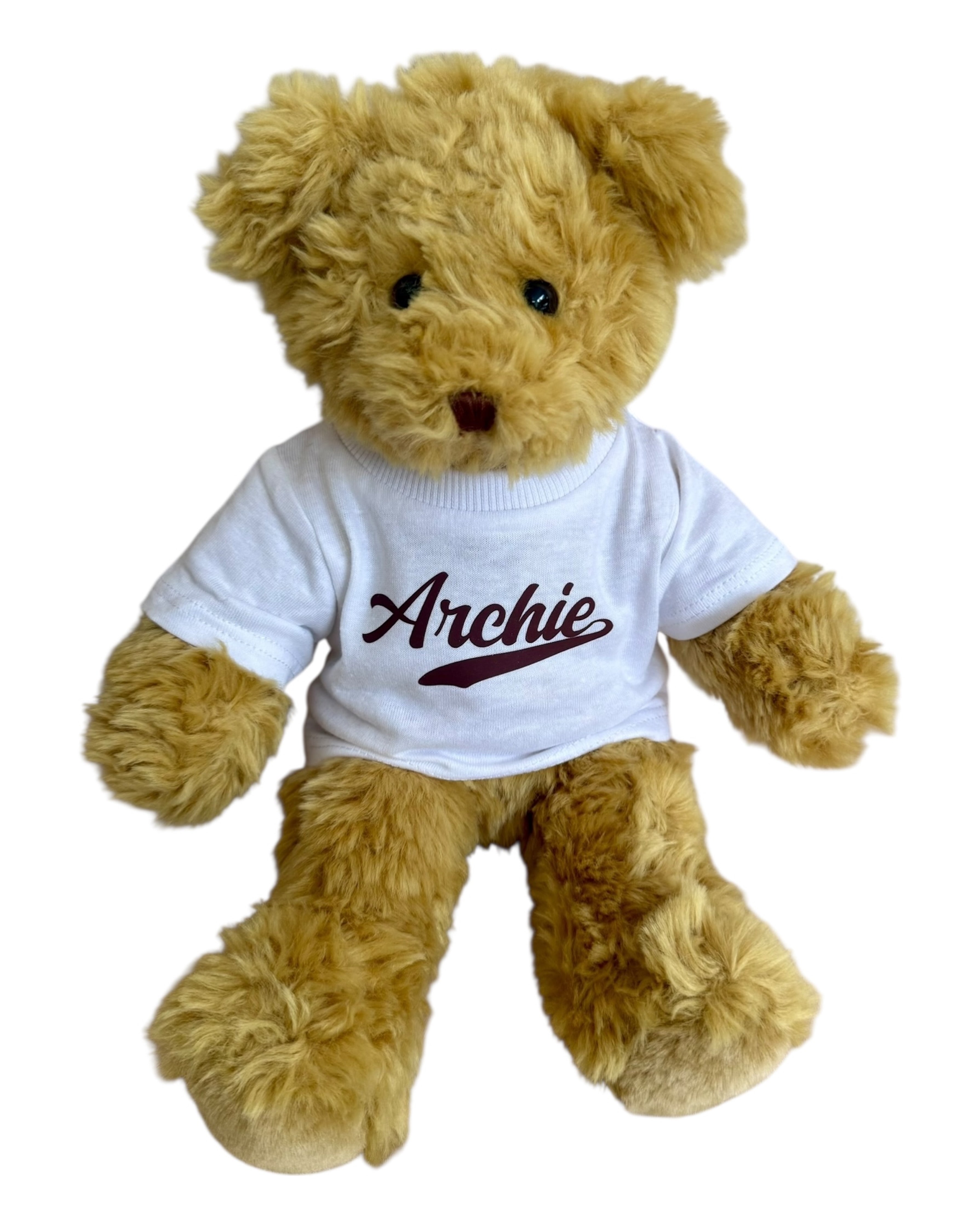 Ours en peluche à personnaliser Archie, tout doux et moelleux, idéal comme doudou câlin et cadeau original pour enfant.