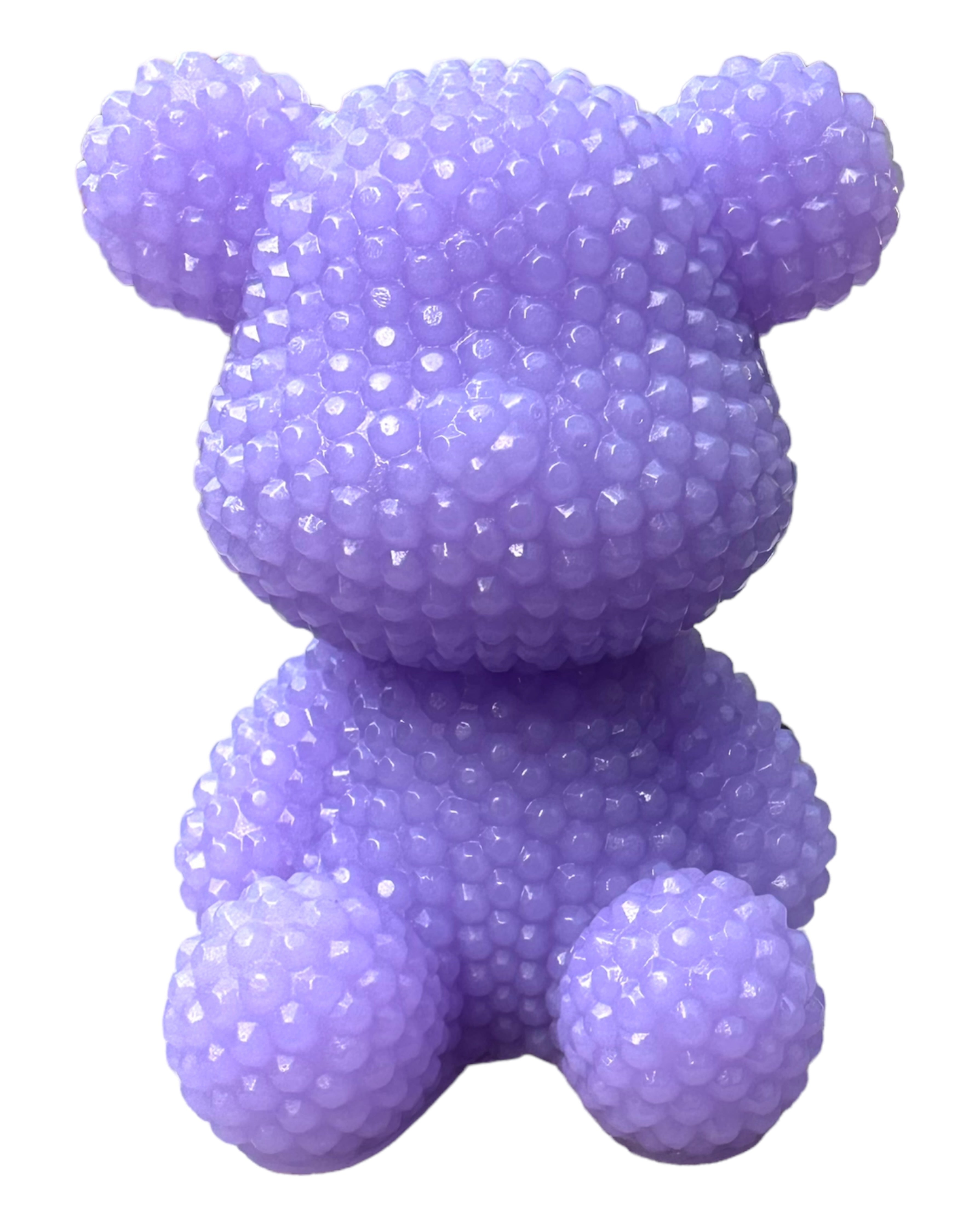 Ours Bubble Ted Parme en résine époxy texturée violette, figurine décorative faite main pour la maison.