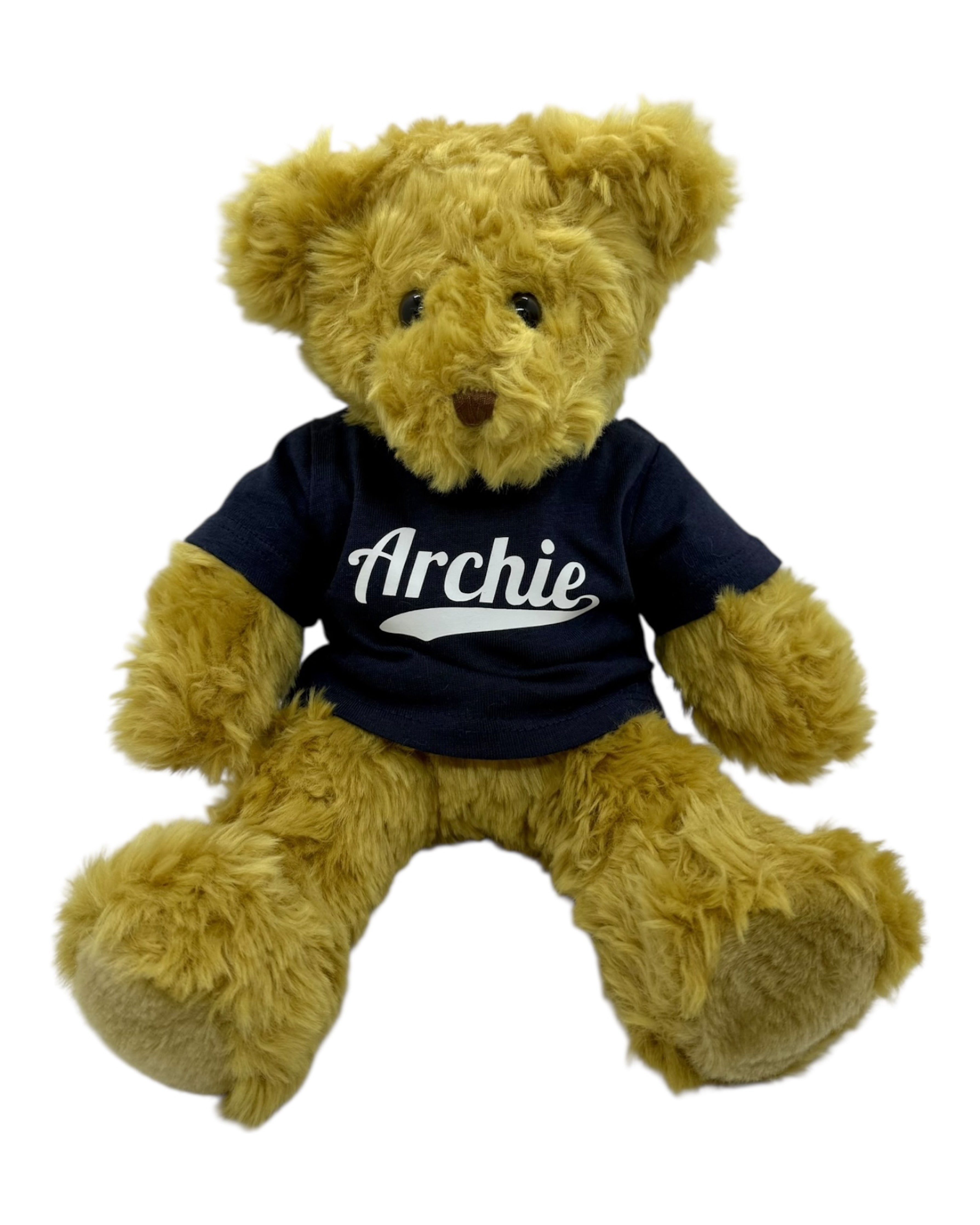 Peluche Archie Loliez a personnaliser avec prenom, tee shirt marine et douceur garantie