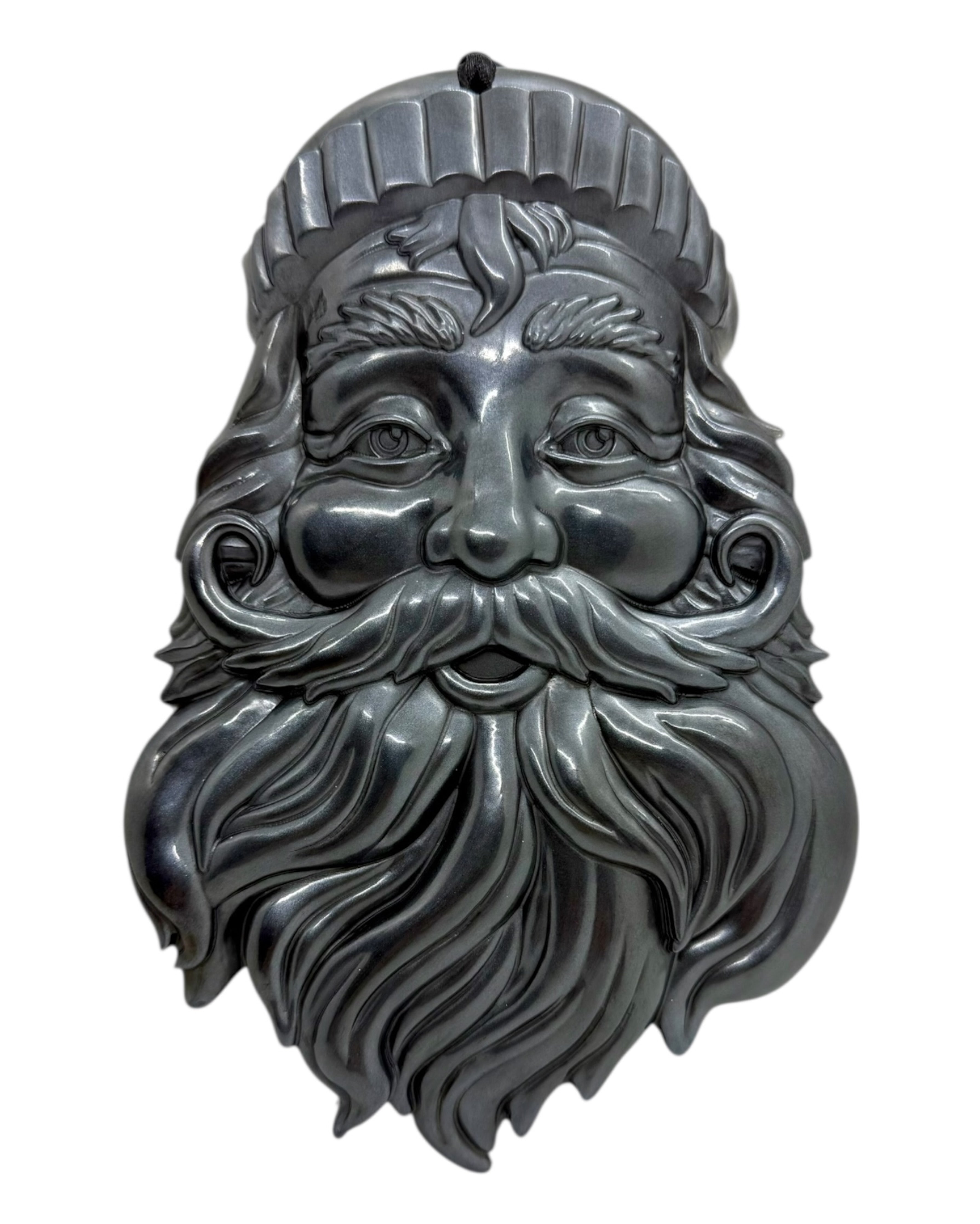 Père Noël argenté en résine époxy, création légère et scintillante, parfaite pour sublimer ta déco de Noël avec une touche magique et festive.