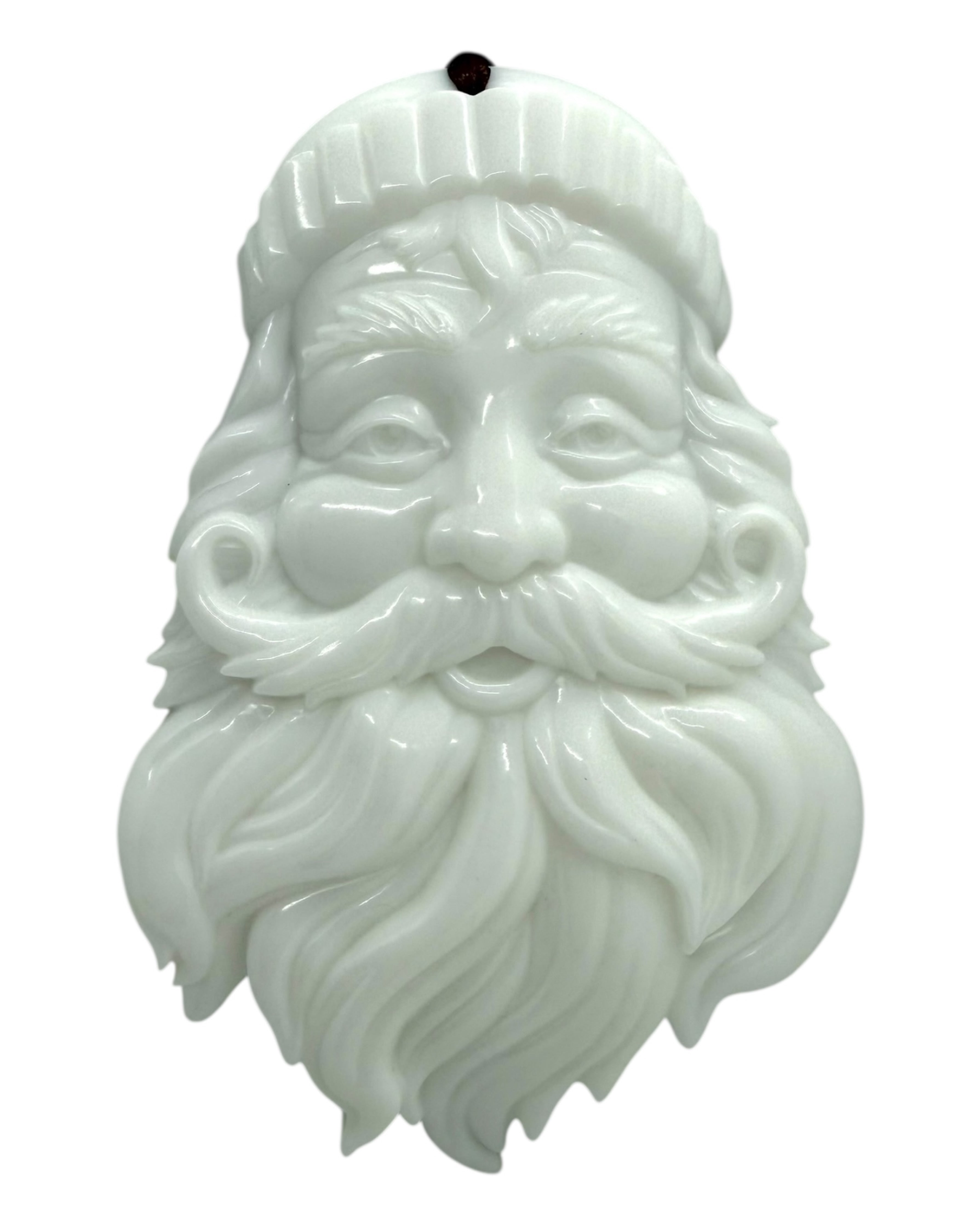 Père Noël blanc en résine époxy, élégant et raffiné, idéal pour une décoration de Noël douce et lumineuse à suspendre. Lolie'z