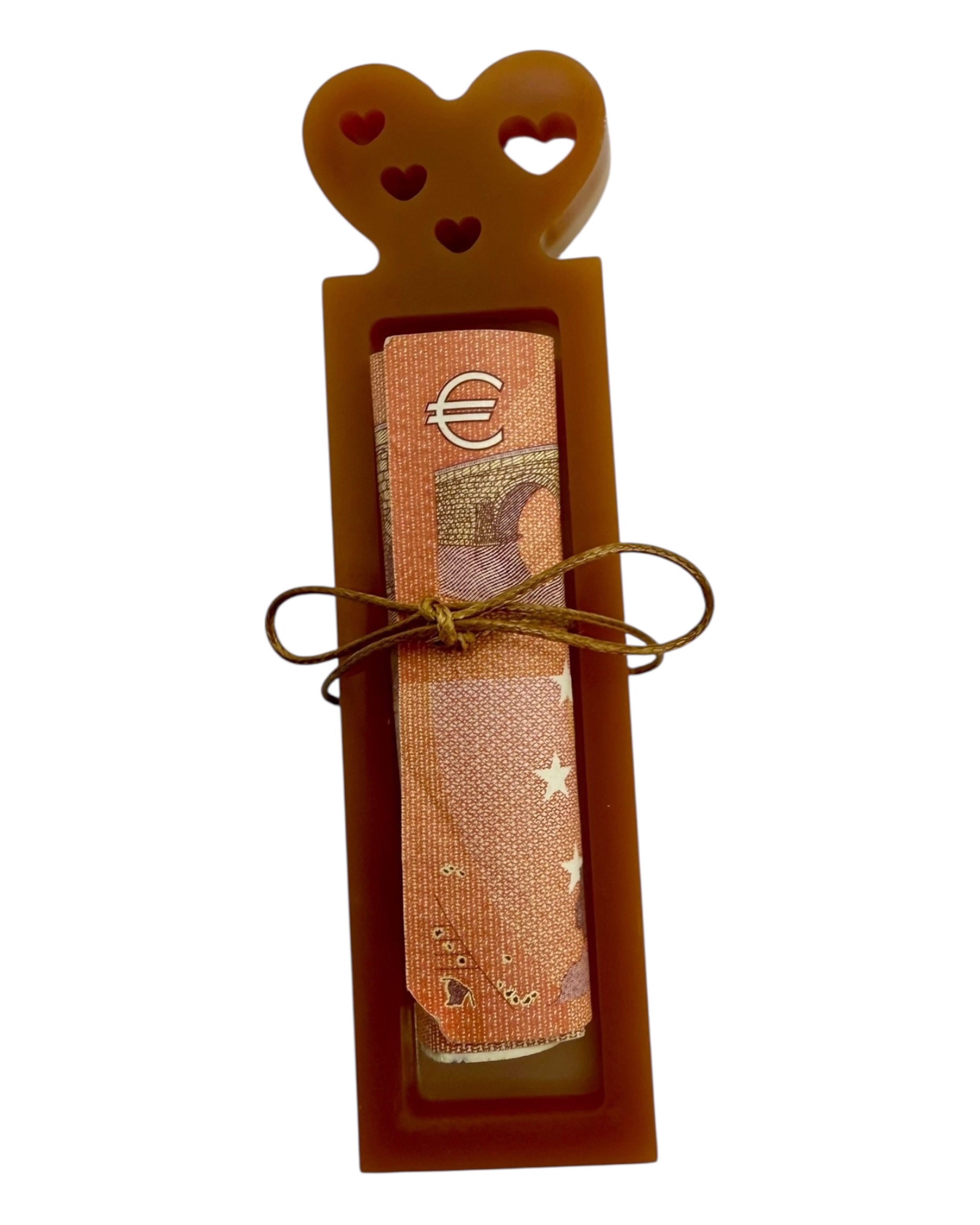 Pince à Blé en résine époxy caramel, résistante et réutilisable, pour transformer un simple billet en un cadeau chic et durable. Lolie'z