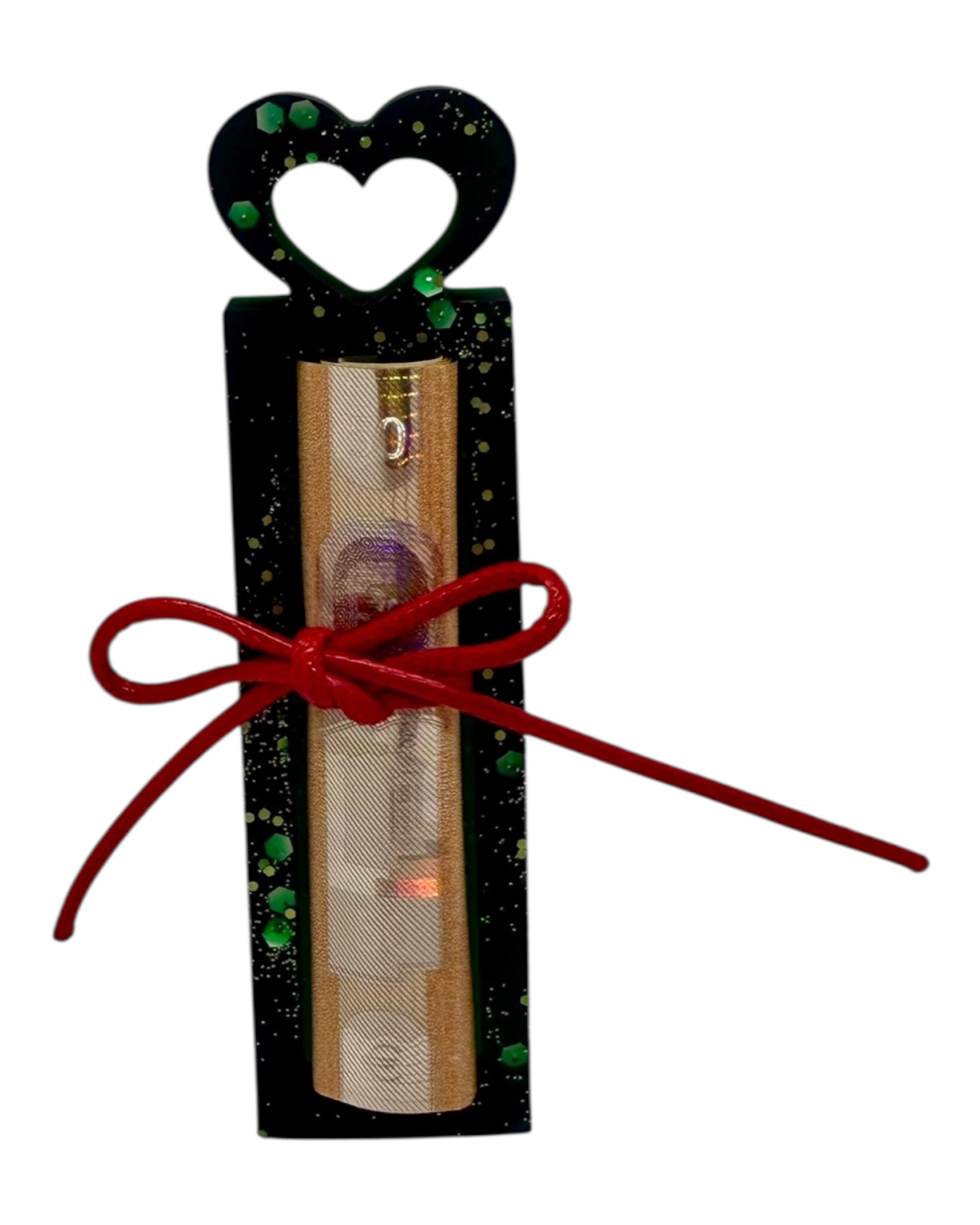 La Pince à Fric by Lolie’z en résine époxy vert émeraude : audacieuse et pratique, elle transforme ton billet en un cadeau qui se fait remarquer