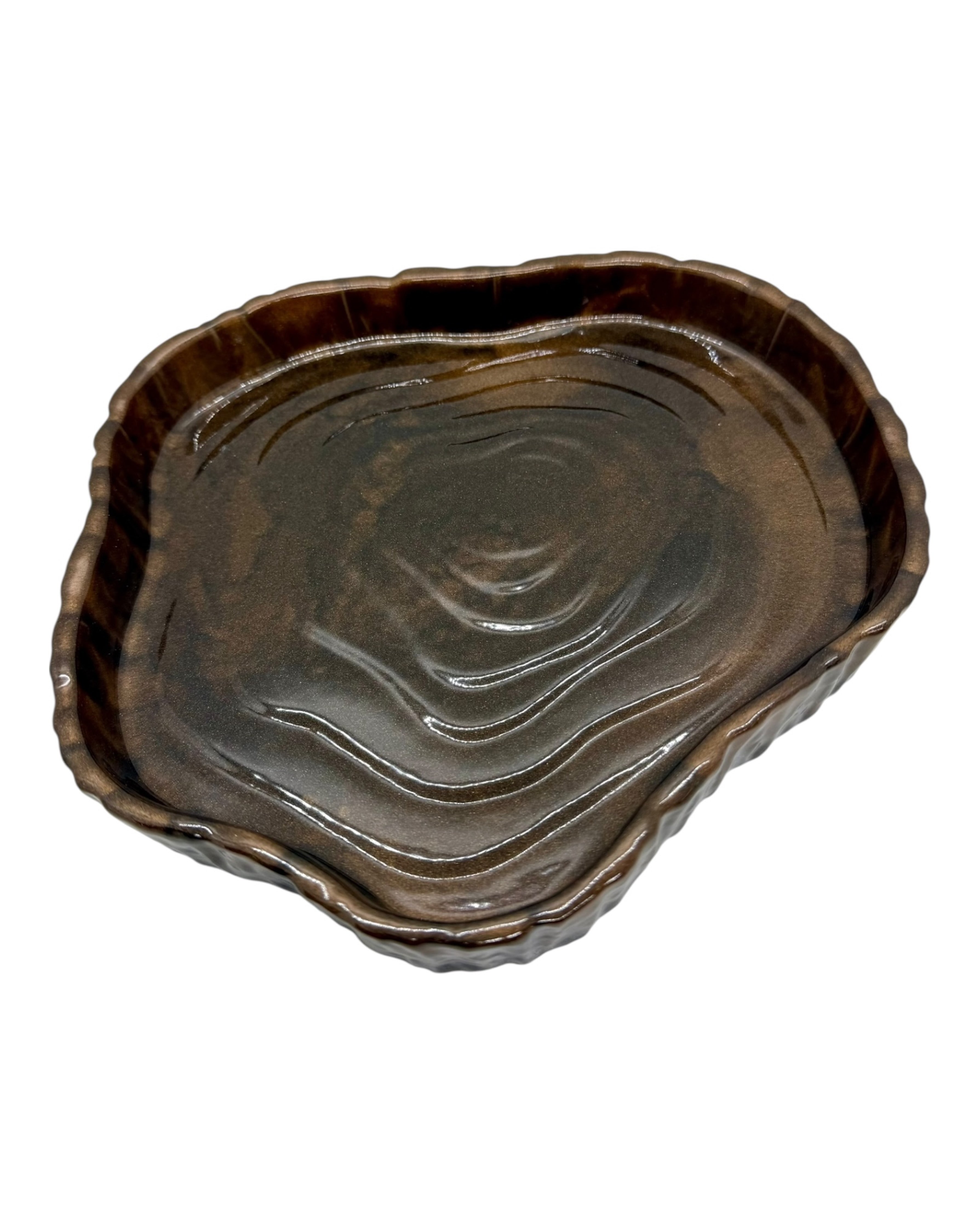 Plateau tranche de bois en resine epoxy aux couleurs automne, objet deco unique et fun pour table. Lolie'z
