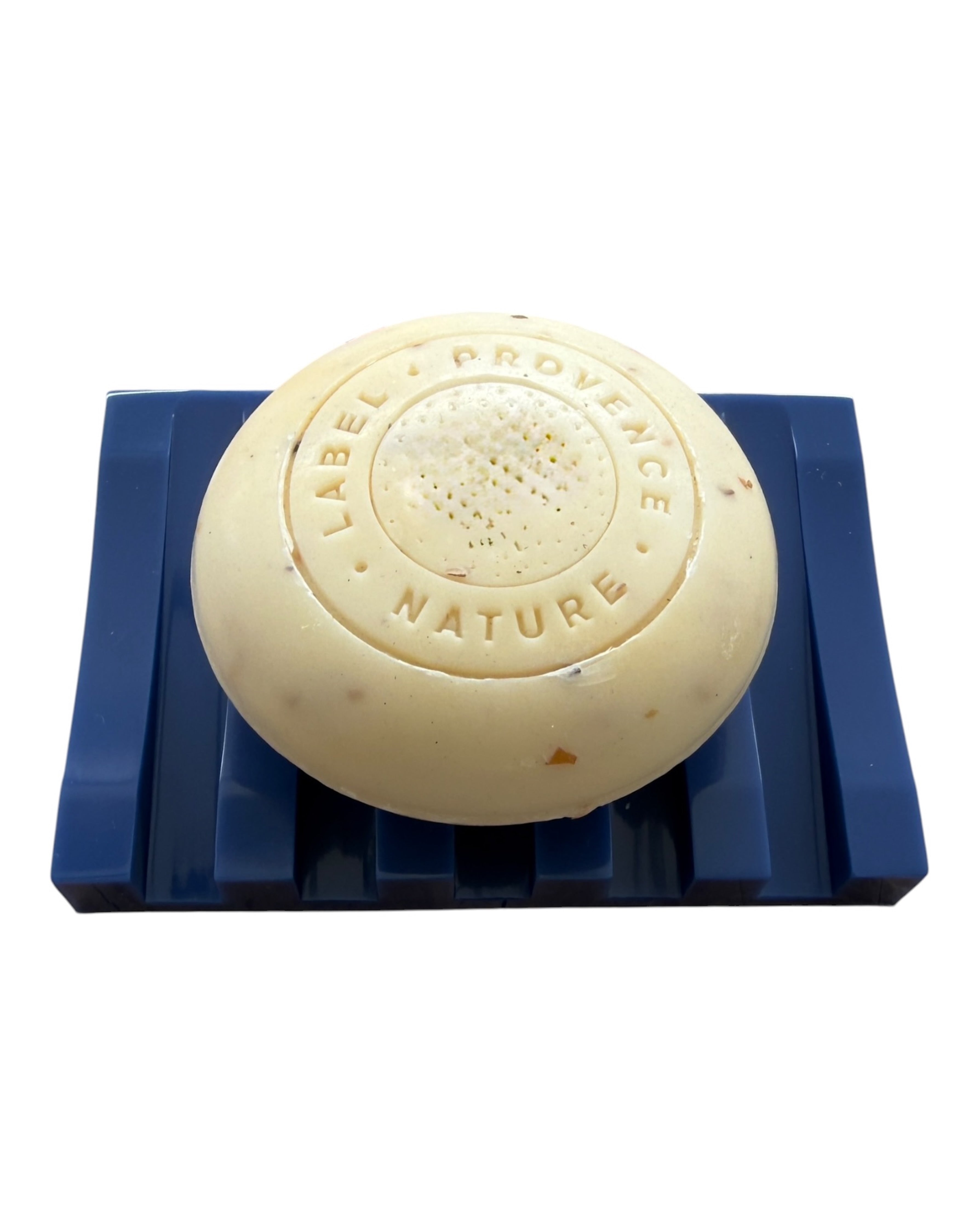 Porte-savon Pop Soap en résine époxy avec design graphique rayé et style contemporain.
