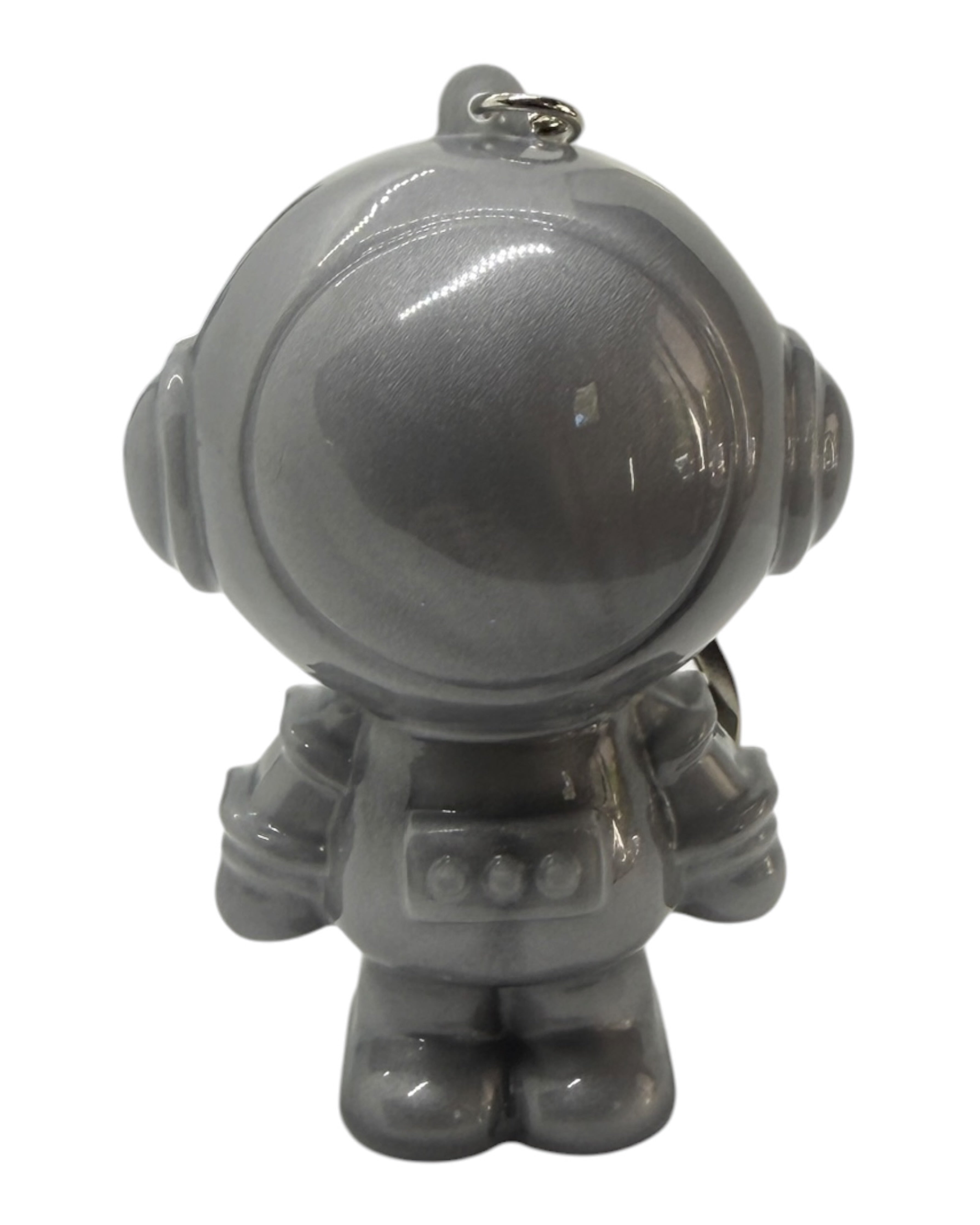 Porte-clé Andy Dark Orbit gris métallisé en résine époxy avec effet glossy fumé.
