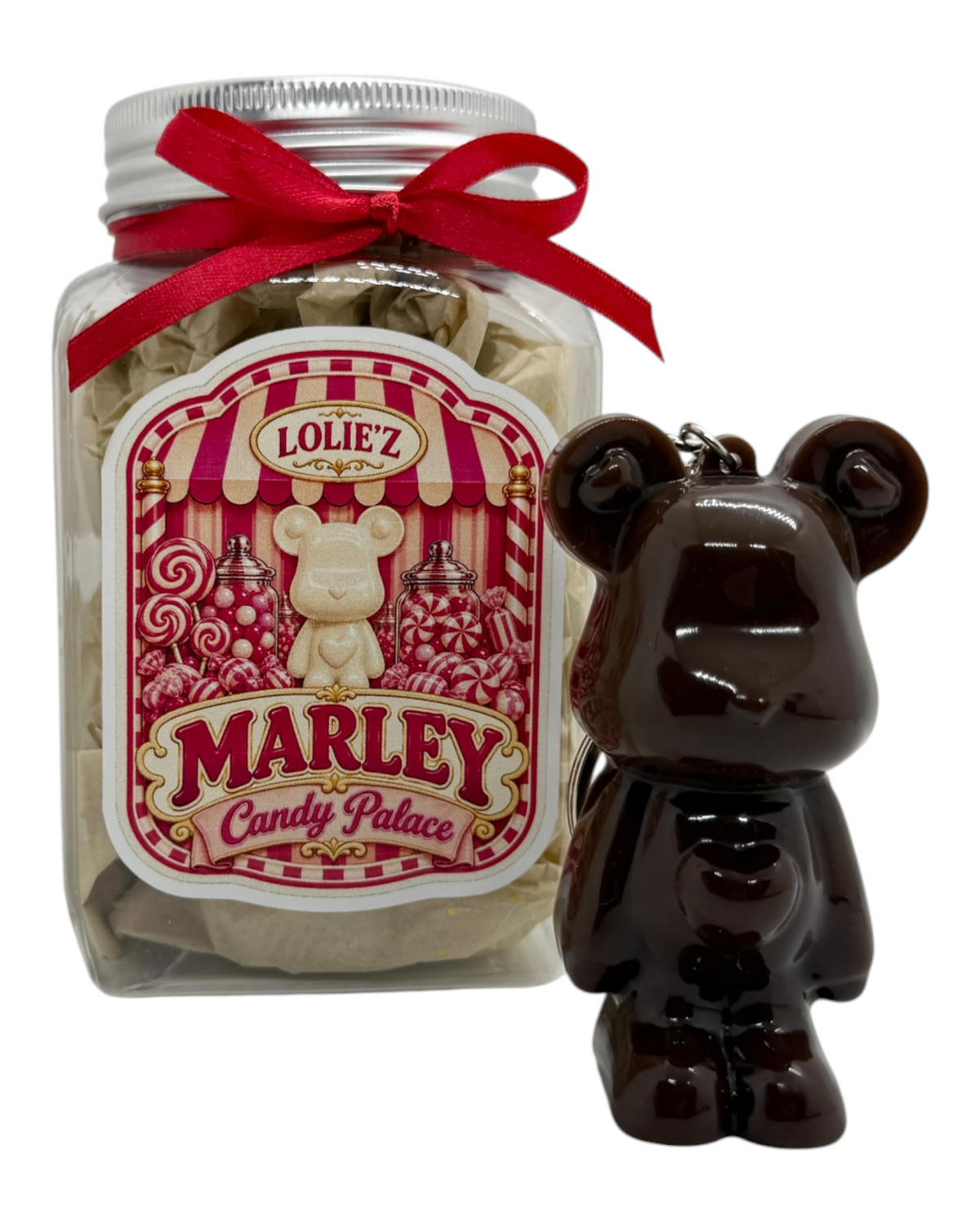 Porte-clés Marley Choco Fudge couleur chocolat avec finition brillante et packaging rétro collector de Noël.