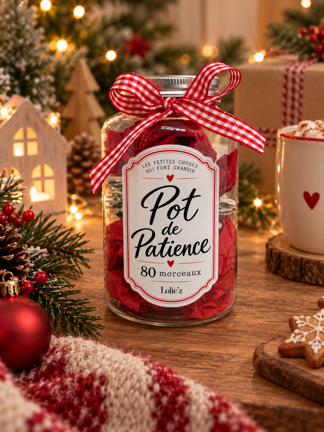 Pot de Patience Lolie’z contenant un puzzle enfant de 80 pièces, idée cadeau de Noël dès 5 ans.