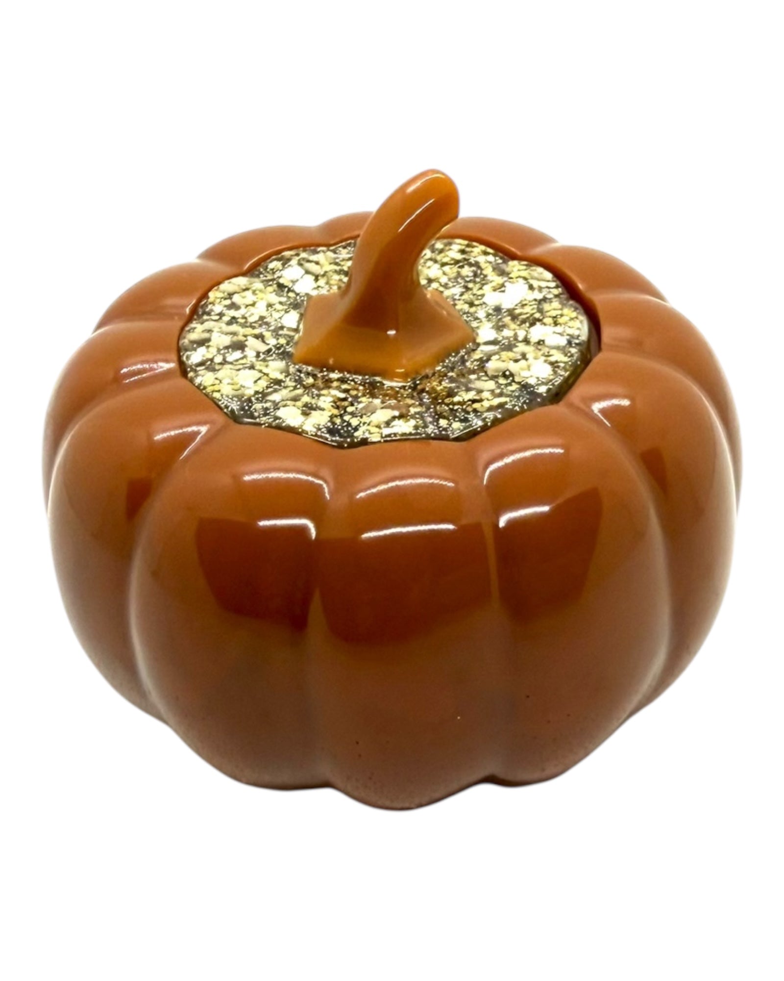 Boîte Pumpkin Pot en forme de citrouille caramel en résine époxy, parfaite pour ranger bonbons, douceurs ou petits trésors. Lolie'z