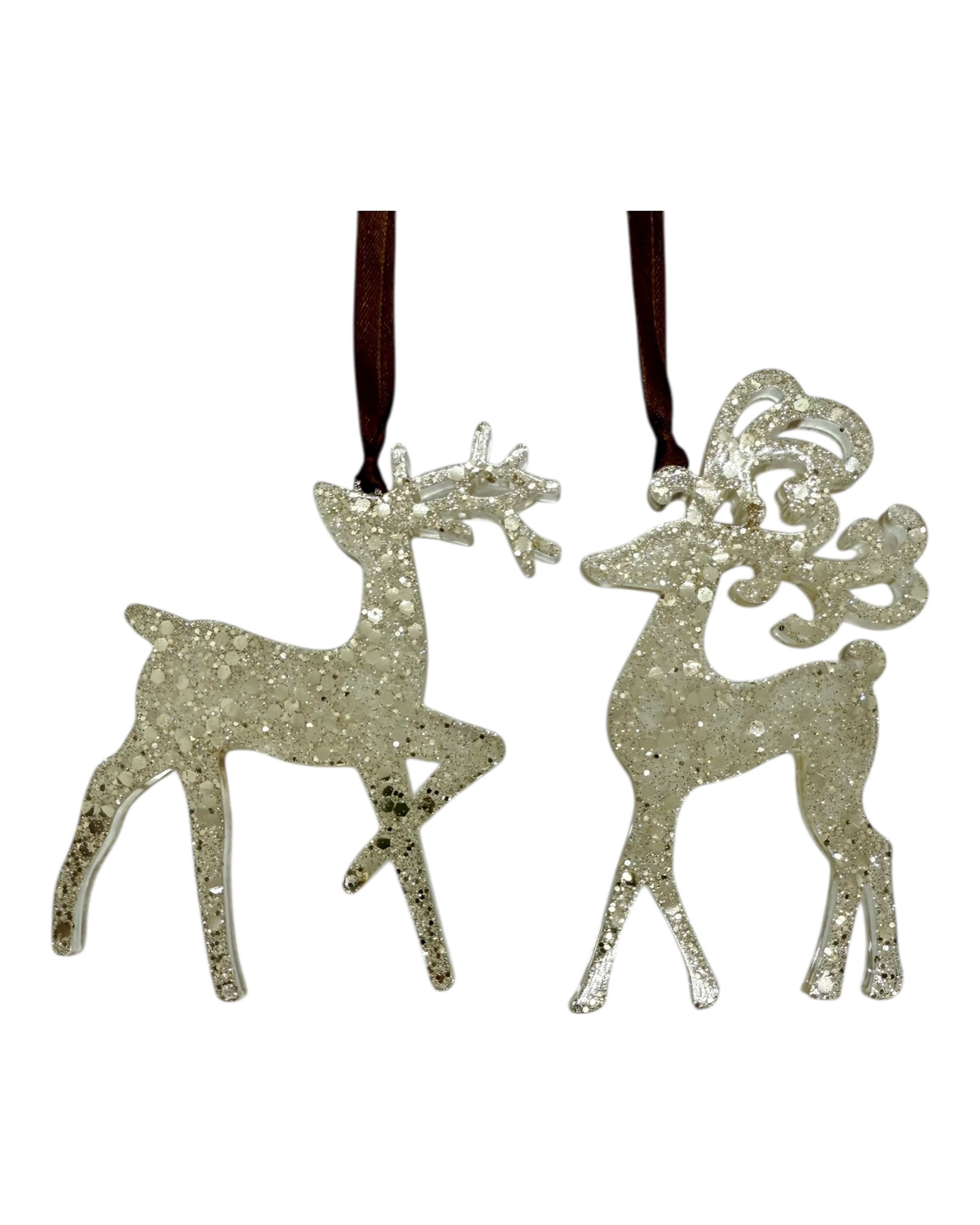 Renne festive en résine pour décoration de Noël, légère et réutilisable, idéale pour suspendre sur le sapin et illuminer les fêtes