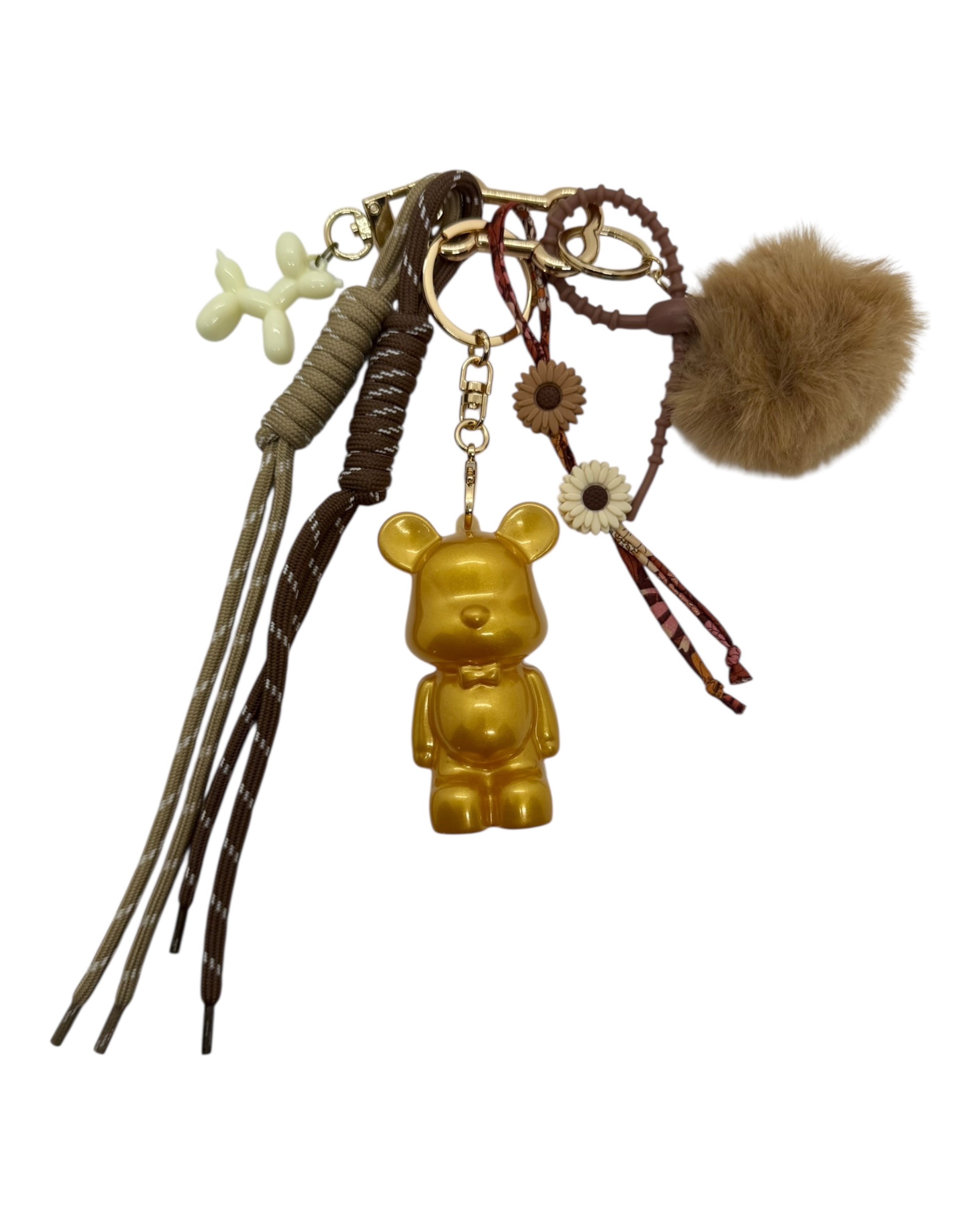 Teddy’z Sweet Caramel doré en résine époxy, bijou de sac fait main. Lolie'z