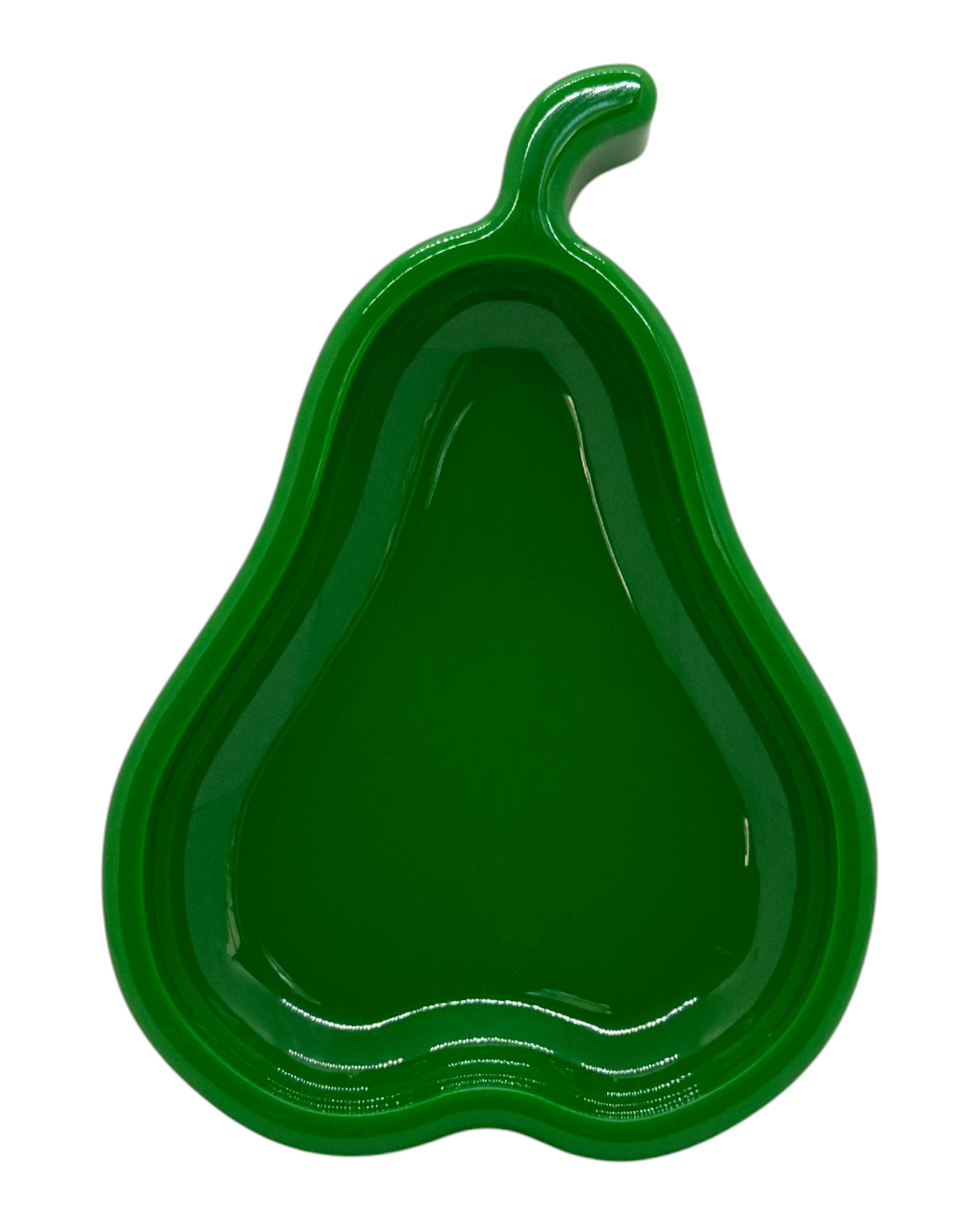 Vide-poche en forme de poire verte fabriqué à la main en résine époxy, objet déco original et coloré pour l'entrée, le bureau ou le salon.