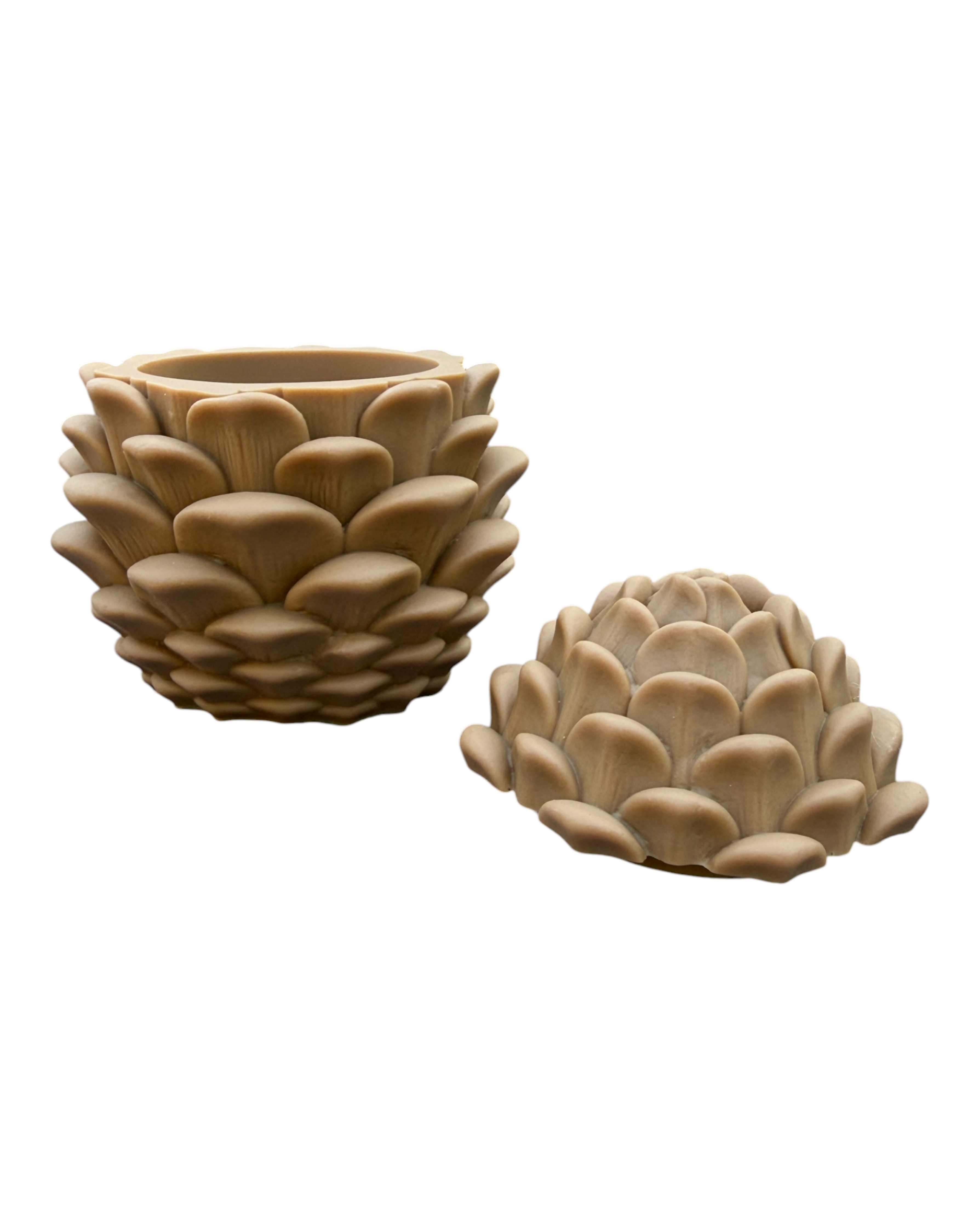 Woodland Box ouverte, boîte décorative pomme de pin en résine époxy avec couvercle amovible